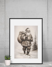 Vintage Santa Claus Framed Poster | Christmas Wall Art  (Digital Download)