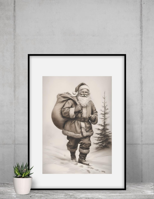 Vintage Santa Claus Framed Poster | Christmas Wall Art  (Digital Download)