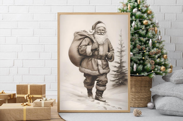 Vintage Santa Claus Framed Poster | Christmas Wall Art  (Digital Download)